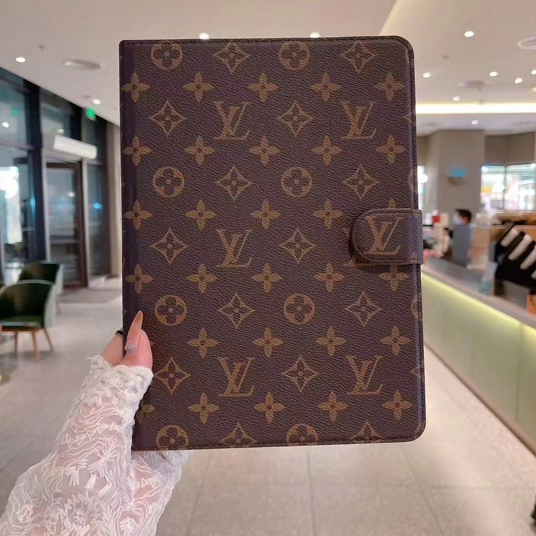 Luxury Canvas Monogram Leather Fresh Summer Theme Pattern Apple iPad case Black - Bestocase
