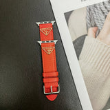 Double Triangle Monogram Label Leather Apple Watch Band - Bestocase