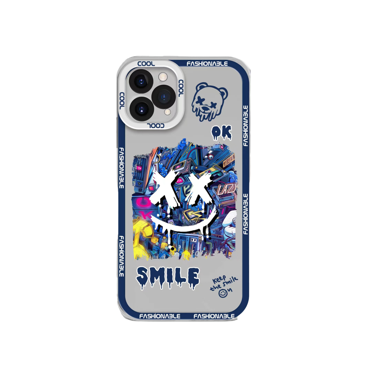 Blue Smile X Bear iPhone Case - Bestocase