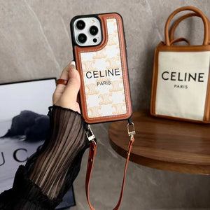 White Celine iPhone Case With Strap-SZ231124 - Bestocase
