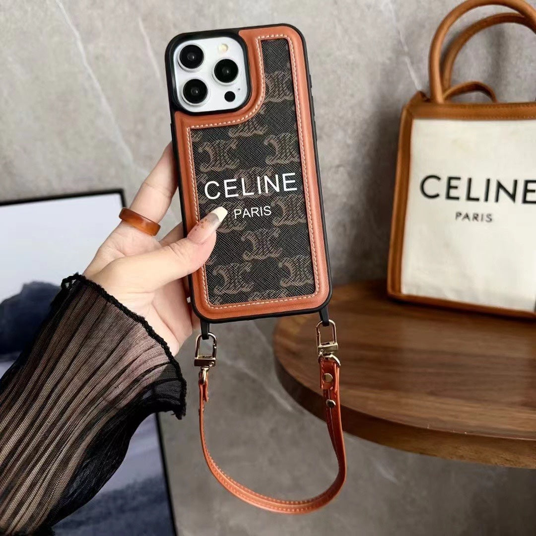 Black  Celine iPhone Case With Strap-SZ231124 - Bestocase