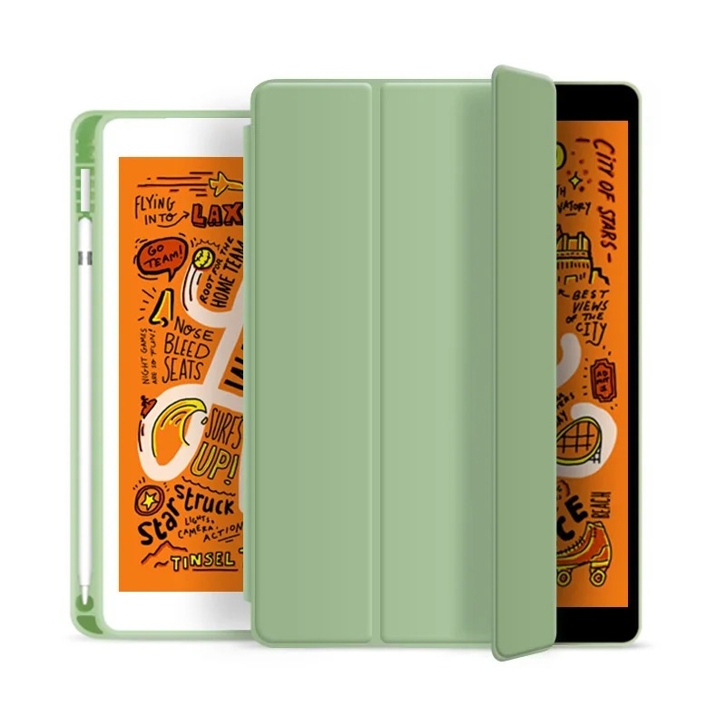 LEATHER FRESH SUMMER THEME PATTERN APPLE IPAD CASE WITH PENCIL HOLDER - Bestocase