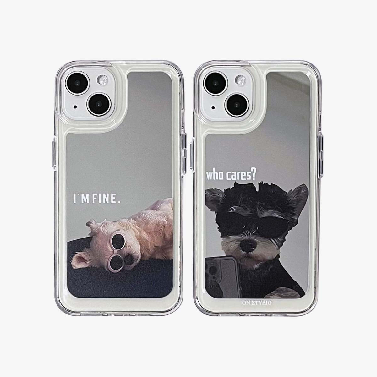 Mirror iPhone Case | Couple Dogs I Am Fine (Buy 2 and get 50% off one) - Bestocase