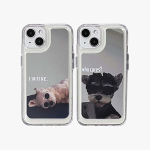 Mirror iPhone Case | Couple Dogs I Am Fine (Buy 2 and get 50% off one) - Bestocase