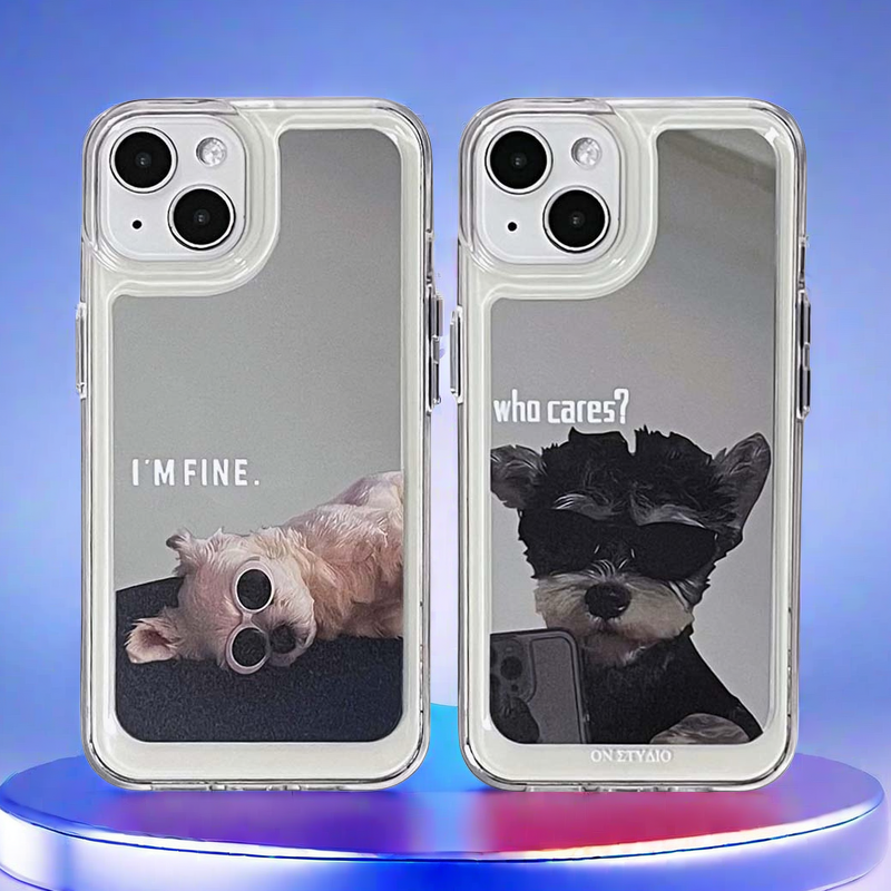 Mirror iPhone Case | Couple Dogs I Am Fine (Buy 2 and get 50% off one) - Bestocase