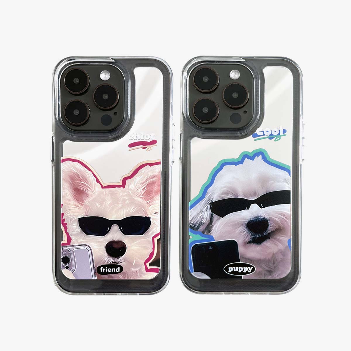 Mirror iPhone Case | Couple Dogs Self-Timer (Buy 2 and get 50% off one) - Bestocase