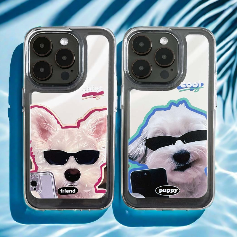 Mirror iPhone Case | Couple Dogs Self-Timer (Buy 2 and get 50% off one) - Bestocase